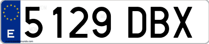 Ejemplo de matrícula de coche ordinaria 5129 DBX