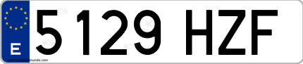 Ejemplo de matrícula de coche ordinaria 5129 HZF