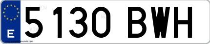 Ejemplo de matrícula española 5130 BWH