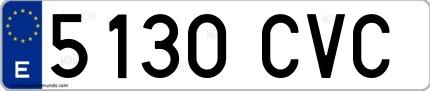 Ejemplo de matrícula española 5130 CVC