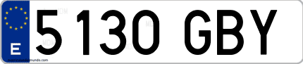 Ejemplo de matrícula de coche ordinaria 5130 GBY