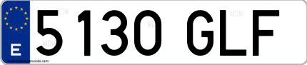 Ejemplo de matrícula española 5130 GLF