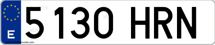 Ejemplo de matrícula de coche ordinaria 5130 HRN
