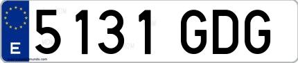 Ejemplo de matrícula española 5131 GDG