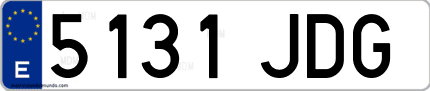 Ejemplo de matrícula de coche ordinaria 5131 JDG