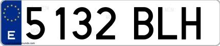 Ejemplo de matrícula española 5132 BLH