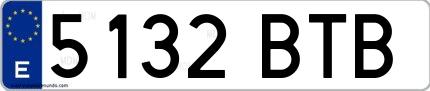 Ejemplo de matrícula española 5132 BTB