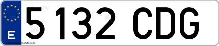 Ejemplo de matrícula española 5132 CDG
