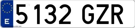 Ejemplo de matrícula española 5132 GZR