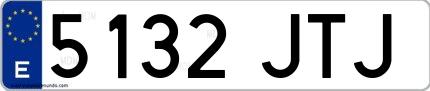 Ejemplo de matrícula española 5132 JTJ