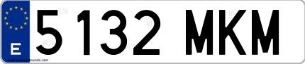 Ejemplo de matrícula española 5132 MKM
