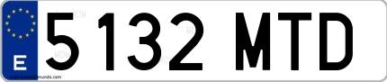 Ejemplo de matrícula española 5132 MTD