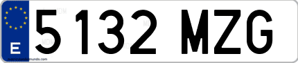 Ejemplo de matrícula de coche ordinaria 5132 MZG