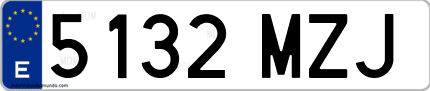 Ejemplo de matrícula de coche ordinaria 5132 MZJ