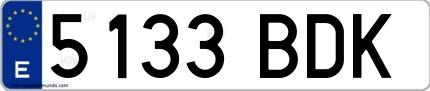 Ejemplo de matrícula española 5133 BDK