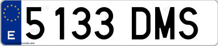Ejemplo de matrícula de coche ordinaria 5133 DMS