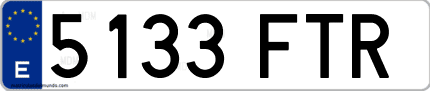 Ejemplo de matrícula de coche ordinaria 5133 FTR