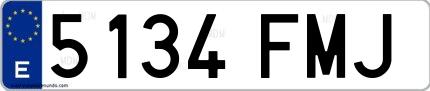 Ejemplo de matrícula española 5134 FMJ