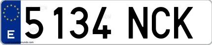 Ejemplo de matrícula española 5134 NCK