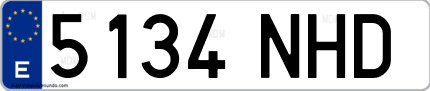 Ejemplo de matrícula de coche ordinaria 5134 NHD