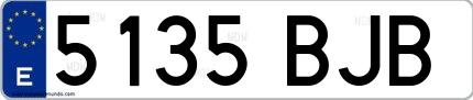 Ejemplo de matrícula española 5135 BJB