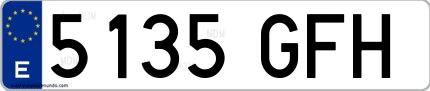 Ejemplo de matrícula española 5135 GFH