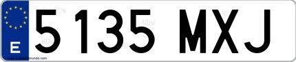 Ejemplo de matrícula española 5135 MXJ