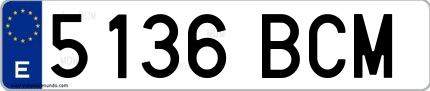 Ejemplo de matrícula española 5136 BCM