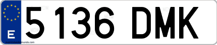 Ejemplo de matrícula de coche ordinaria 5136 DMK