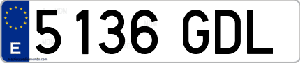 Ejemplo de matrícula de coche ordinaria 5136 GDL