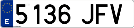 Ejemplo de matrícula de coche ordinaria 5136 JFV