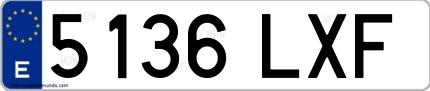 Ejemplo de matrícula española 5136 LXF
