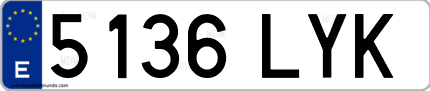 Ejemplo de matrícula de coche ordinaria 5136 LYK