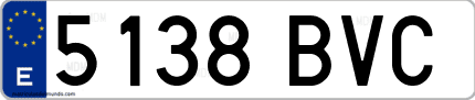 Ejemplo de matrícula de coche ordinaria 5138 BVC