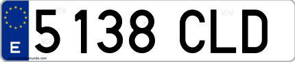 Ejemplo de matrícula de coche ordinaria 5138 CLD