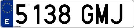 Ejemplo de matrícula española 5138 GMJ