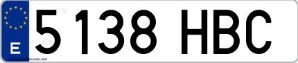 Ejemplo de matrícula española 5138 HBC