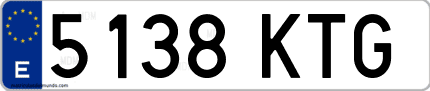 Ejemplo de matrícula de coche ordinaria 5138 KTG