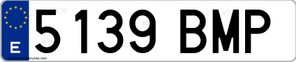 Ejemplo de matrícula de coche ordinaria 5139 BMP