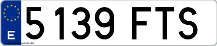 Ejemplo de matrícula española 5139 FTS