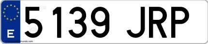 Ejemplo de matrícula española 5139 JRP