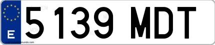 Ejemplo de matrícula española 5139 MDT