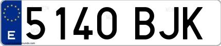 Ejemplo de matrícula española 5140 BJK
