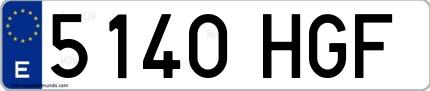 Ejemplo de matrícula de coche ordinaria 5140 HGF