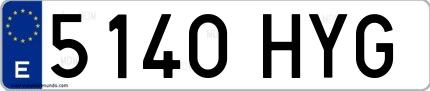 Ejemplo de matrícula española 5140 HYG