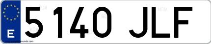 Ejemplo de matrícula española 5140 JLF