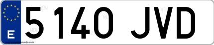 Ejemplo de matrícula española 5140 JVD