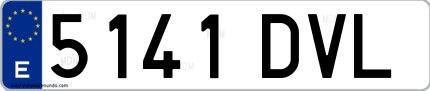Ejemplo de matrícula española 5141 DVL