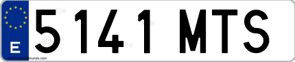 Ejemplo de matrícula de coche ordinaria 5141 MTS
