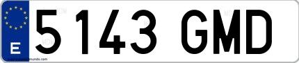 Ejemplo de matrícula española 5143 GMD